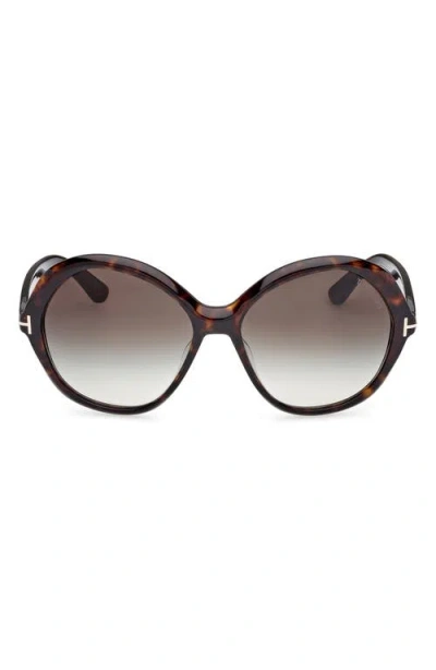 Tom Ford Annabelle 60mm Gradient Round Sunglasses In Brown