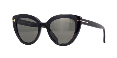 Pre-owned Tom Ford Annabelle Ft 1010 Shiny Black/grey Shaded (01b) Sunglasses