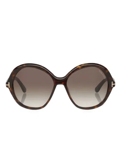 Tom Ford Annabelle Round Sunglasses In Brown