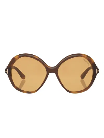 Tom Ford Annabelle Round Sunglasses In Brown