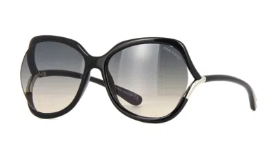 Pre-owned Tom Ford Anouk-02 Ft 0578 Shiny Black/grey Shaded (01b) Sunglasses