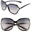 Tom Ford Anouk 60mm Geometric Sunglasses In Black/gradient Smoke