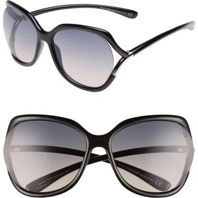 Tom Ford Anouk 60mm Geometric Sunglasses In Black/gradient Smoke