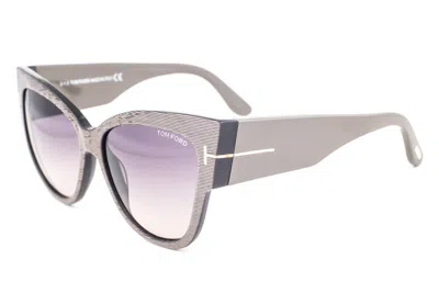 Pre-owned Tom Ford Anoushka 371 38b Dove Gray / Brown Gradient Sunglasses Ft 371 38b