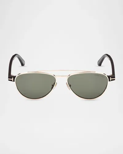 Tom Ford Anthony 02 55mm Aviator Sunglasses In Green