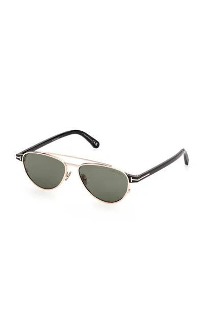 Tom Ford Anthony Aviator-frame Metal Sunglasses In Green