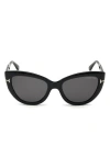 Tom Ford Anya 55mm Cat Eye Sunglasses In Shiny Black/smoke