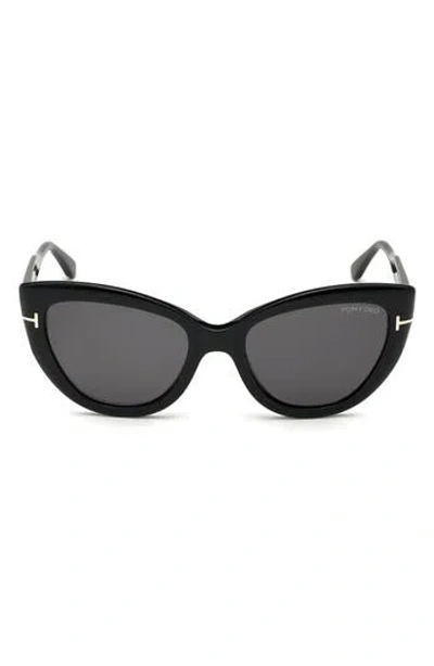 Tom Ford Anya 55mm Cat Eye Sunglasses In Shiny Black/smoke