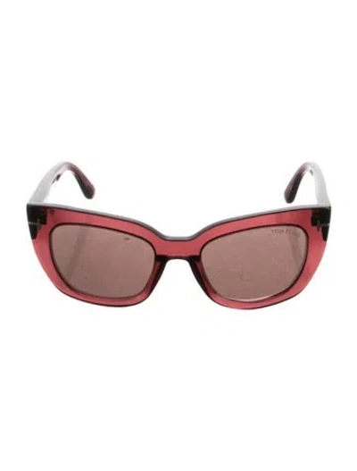 Pre-owned Tom Ford Anya Cat-eye Sunglasses In Burgundy