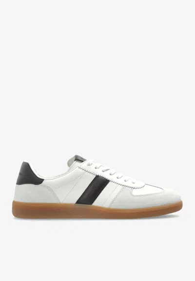 Tom Ford Archer Leather Low-top Sneakers In Gray