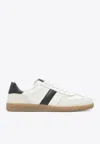 Tom Ford Archer White Low Top Sneakers With Logo Lettering On Tongue And Heel And Contrasting Heel In Leather In White