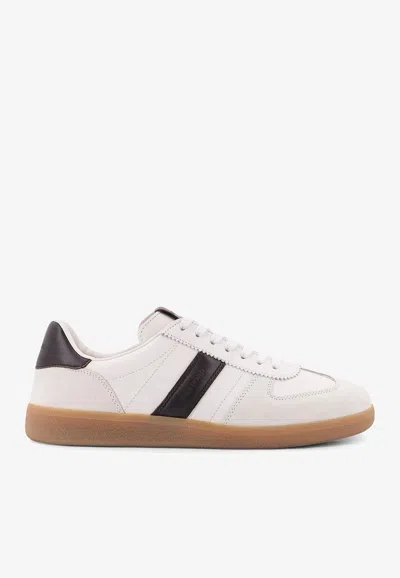 Tom Ford Archer Low-top Suede Sneakers In White