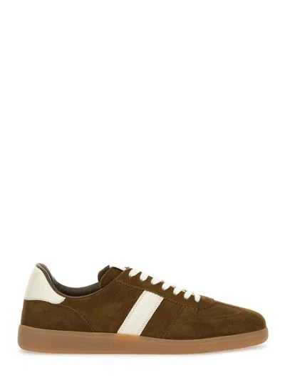 Tom Ford Multicolour Calf Leather Sneakers In Brown