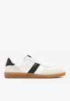 Tom Ford Archer White Low Top Sneakers With Logo Lettering On Tongue And Heel And Contrasting Heel In Leather In White