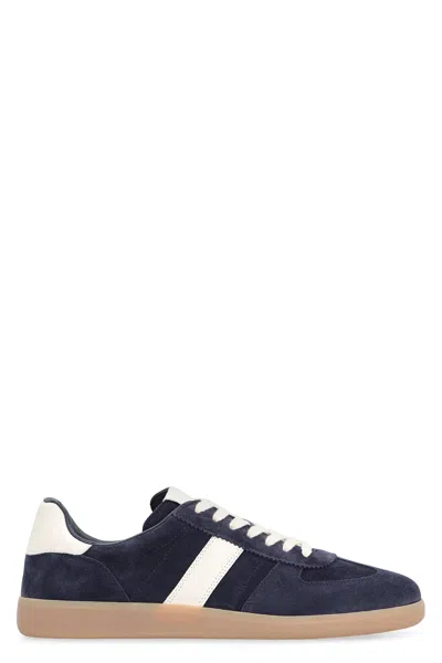 Tom Ford Archer Leather-trimmed Suede Sneakers In Blue