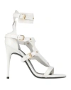 Tom Ford Archive Woman Sandals White Size 8 Calfskin, Steel, Brass In White