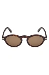 Tom Ford Aristotele 48mm Small Oval Sunglasses In Brown