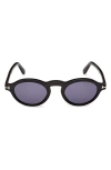 Tom Ford Aristotele 48mm Small Oval Sunglasses In White