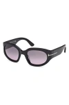 Tom Ford Arizona 53mm Gradient Rectangular Sunglasses In Black
