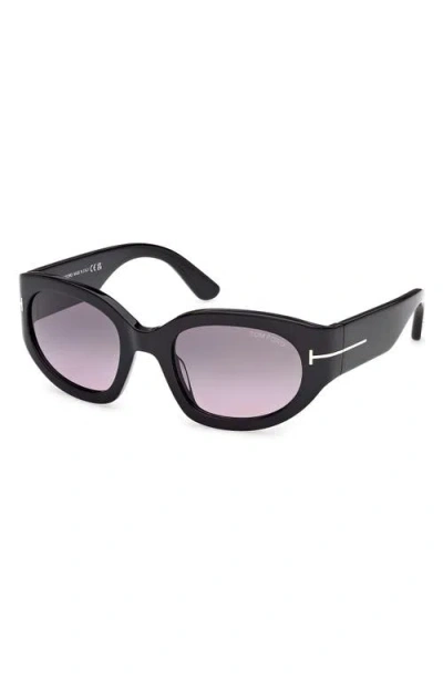 Tom Ford Arizona 53mm Gradient Rectangular Sunglasses In Black
