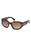 Tom Ford Arizona 53mm Gradient Rectangular Sunglasses In Brown
