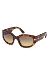 Tom Ford Arizona 53mm Gradient Rectangular Sunglasses In Brown