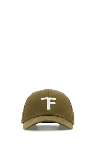 Tom Ford Army Green Cotton Baseball Cap In Brown