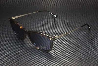 Pre-owned Tom Ford Arnaud-02 Ft0625 52v Dark Havana Rose Gold Blue 53 Mm Men's Sunglasses In Gray
