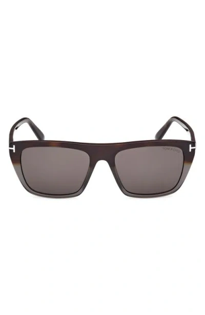 Tom Ford Aslan 56mm Rectangular Sunglasses In Brown