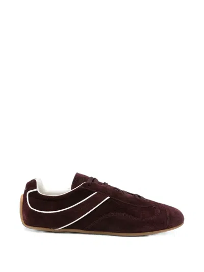 Tom Ford Burgundy Suede Low-top Casual Shoe In Multi
