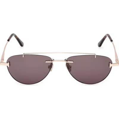 Tom Ford Astor 55mm Gradient Pilot Sunglasses In Metallic