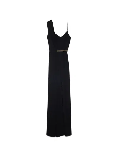 Tom Ford Asymmetric Belted Maxi Dress In Black