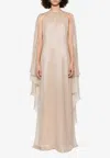 Tom Ford Asymmetric Cape Maxi Dress In Blush