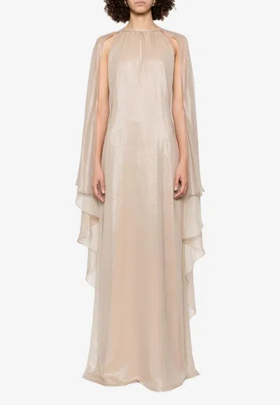Tom Ford Asymmetric Cape Maxi Dress In Blush