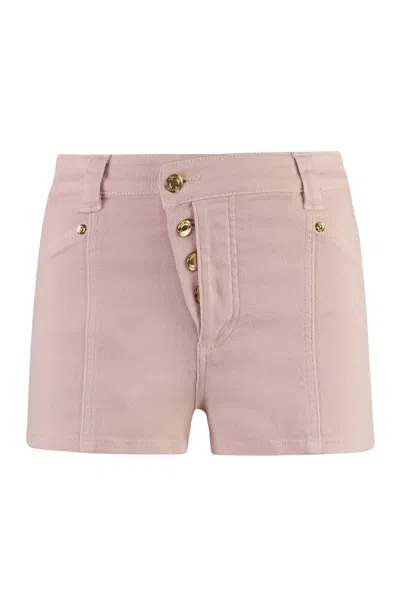 Tom Ford Asymmetric Denim Shorts In Iced Pink