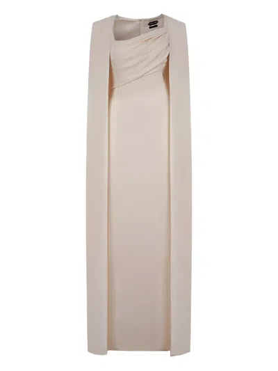 Tom Ford Asymmetric Drape Cape Dress In Neutral