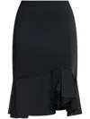 Tom Ford Ruffled Pencil Midi Skirt In 黑色