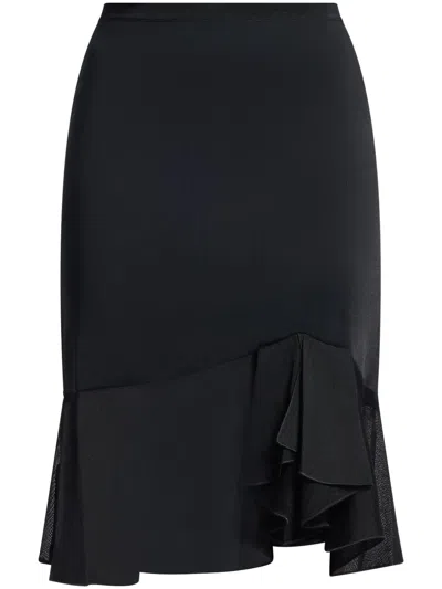 Tom Ford Ruffled Pencil Midi Skirt In 黑色