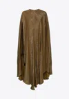 Tom Ford Green Glitter Draped Dress In Metallic