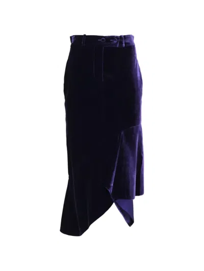 Tom Ford Asymmetric Ruffled Midi Skirt In Purple