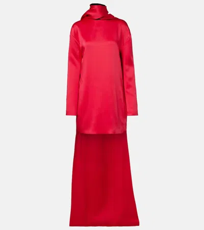 Tom Ford Asymmetric Scarf-detail Crêpe Cocktail Dress In Pink