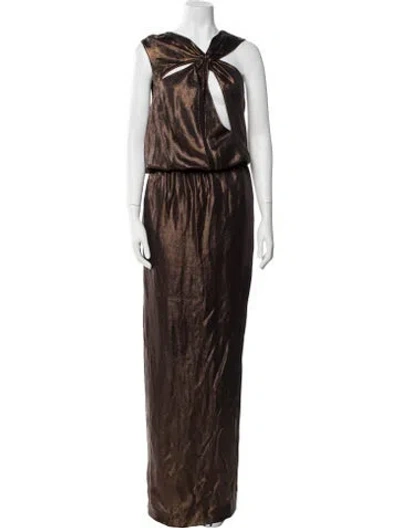 Pre-owned Tom Ford Asymmetrical Long Dress In Brown