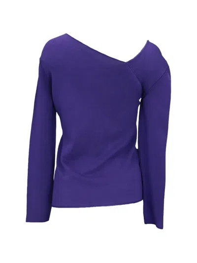 Tom Ford Asymmetric-neck Side-tie Sweater In Purple