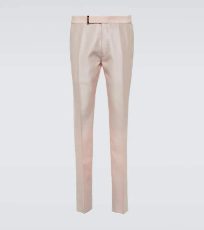 Tom Ford Atticus Ll Wool And Silk Suit Pants In Pink