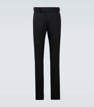 Tom Ford Atticus Pleated Wool Pants In Black