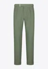 Tom Ford Atticus Tailored Pants In Wool And Silk In Green