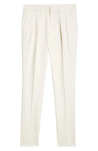 Tom Ford Atticus Tailored Silk Trousers In Bone