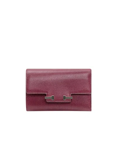 Tom Ford Aube Compact Wallet In Burgundy