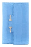 Tom Ford Aube Croc Embossed Compact Wallet In Blue