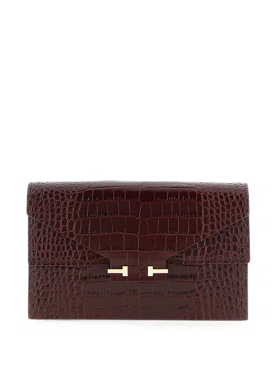 Tom Ford Aube Crocodile-effect Clutch Bag In Red
